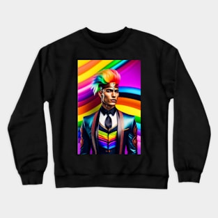 A man with a rainbow hair style on his head. Crewneck Sweatshirt